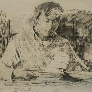 Boceto hombre comiendo