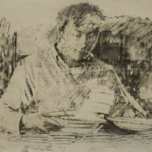 Boceto hombre comiendo